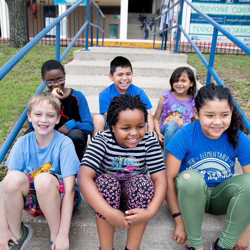 elementary school student smiling